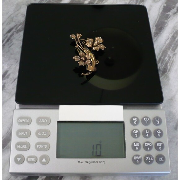 Vintage Signed Carl Art Sterling 1/20 12K GF Gold Filled Floral Brooch Pin 2.25" - Picture 5 of 5